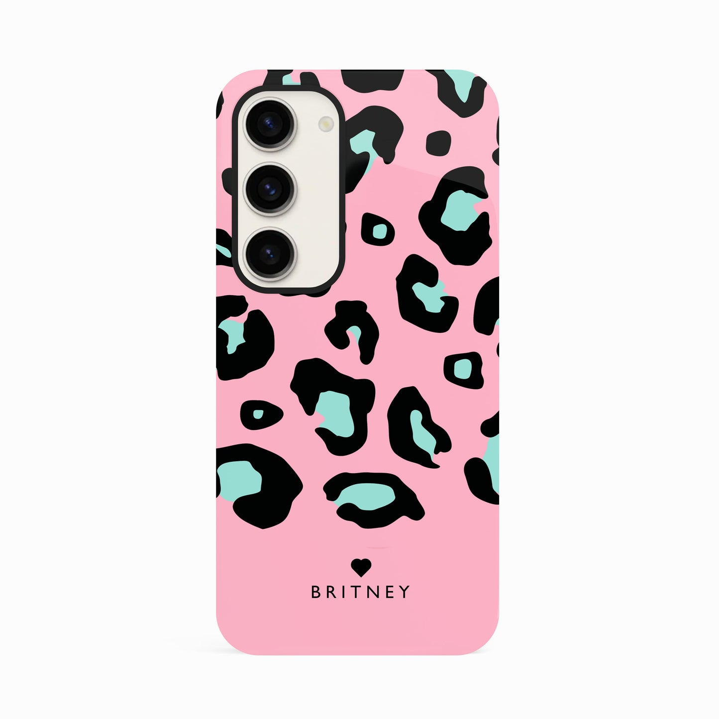 Personalised Pink And Blue Leopard Print Case Samsung Galaxy S23 Phone Case