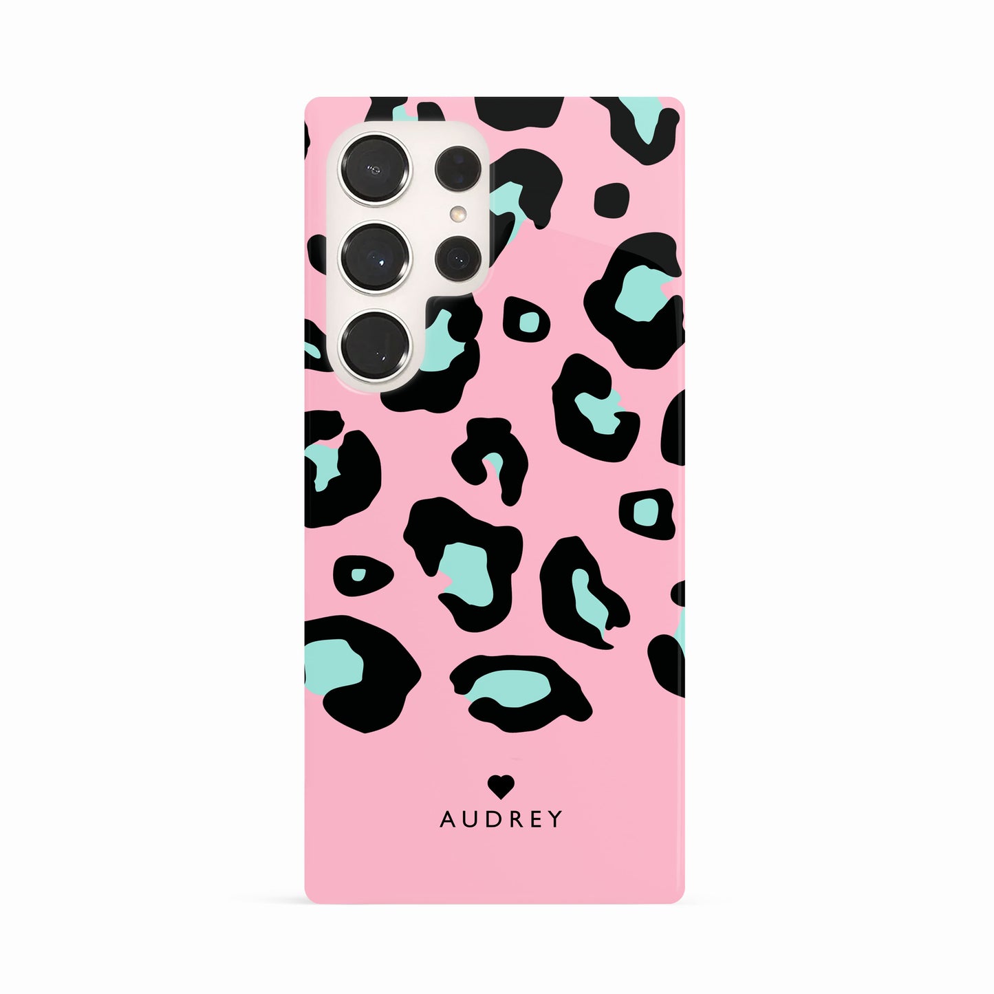 Personalised Pink And Blue Leopard Print Case Samsung Galaxy S23 Ultra Phone Case