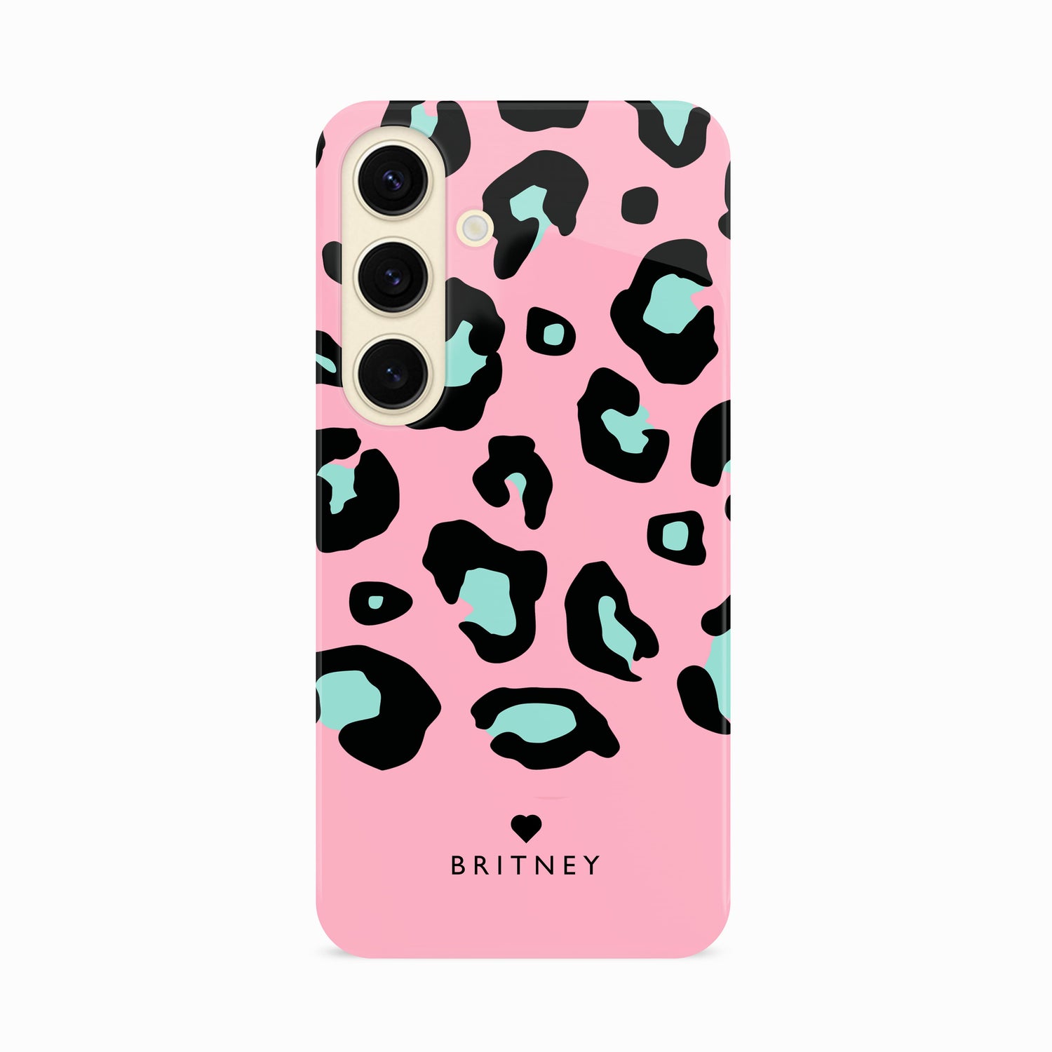 Personalised Pink And Blue Leopard Print Case Samsung Galaxy S24 Phone Case