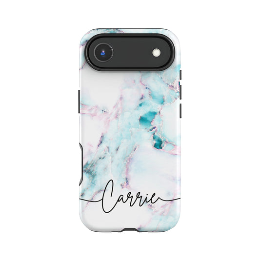 a marble-style case with a camera lens attached to it.