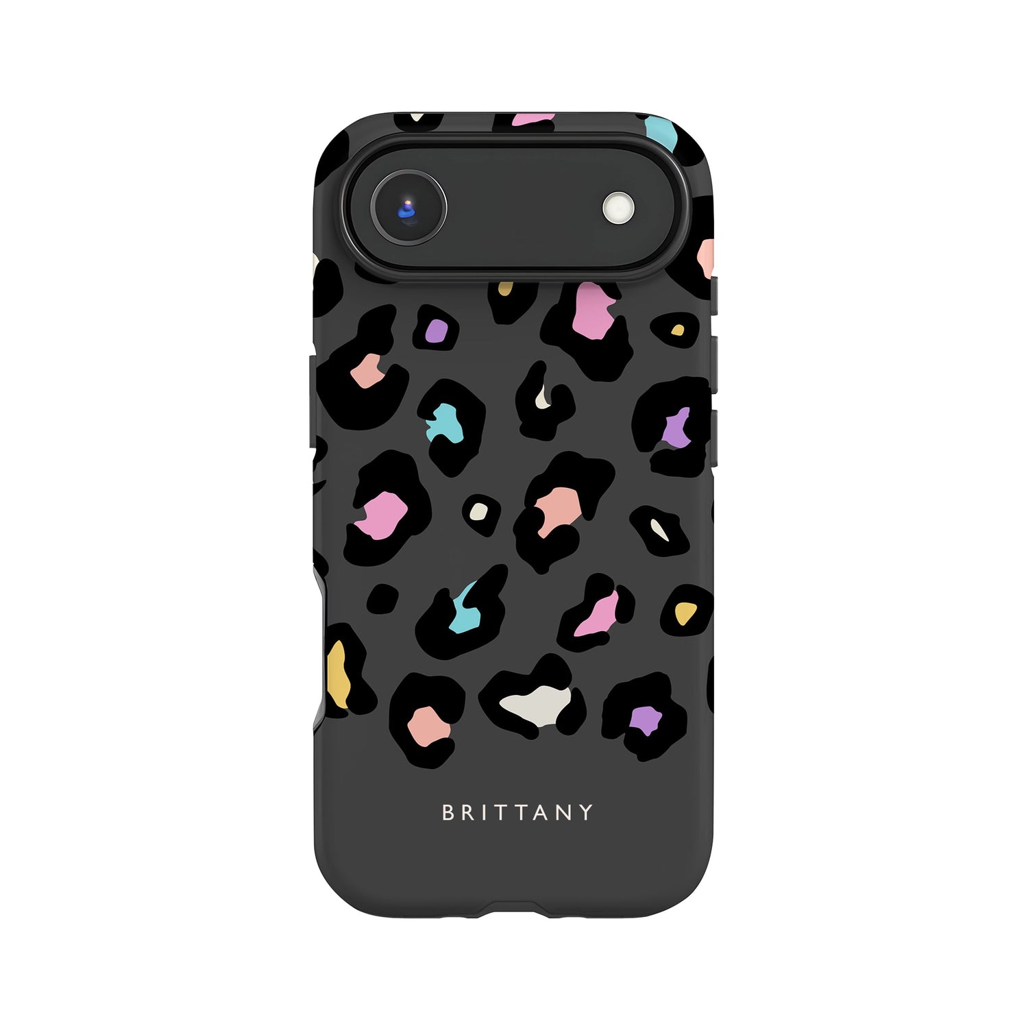 Rainbow Grey Leopard Spots Custom Name Case iPhone 17 Air Phone Case