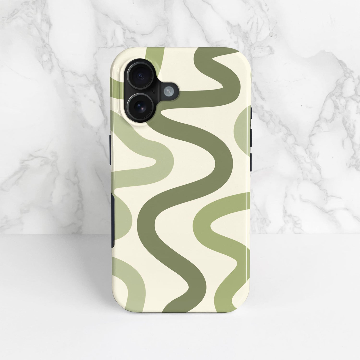 Olive Green Wavy Pattern Print Case  Phone Case