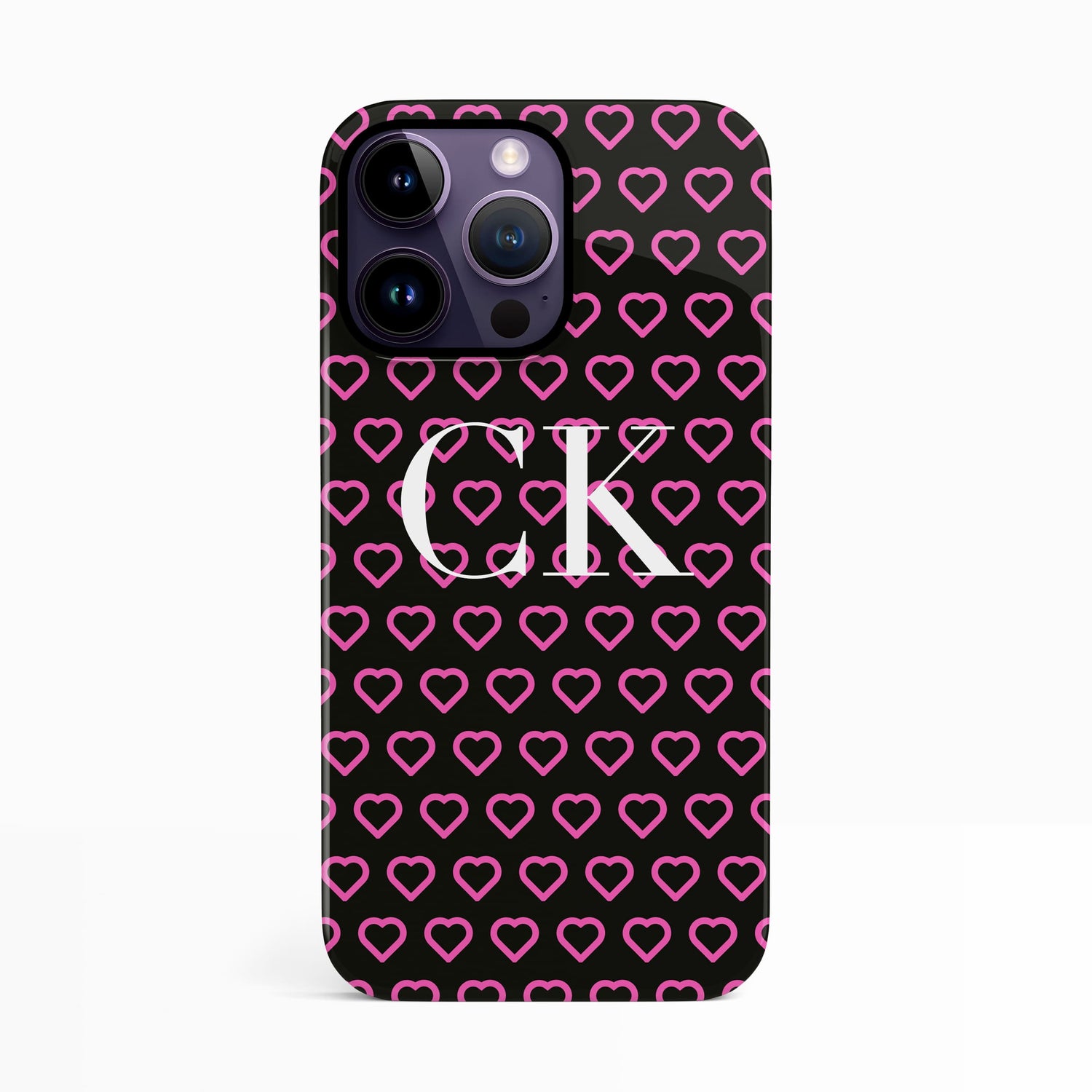Black and Pink Hearts Personalised Case iPhone 14 Phone Case