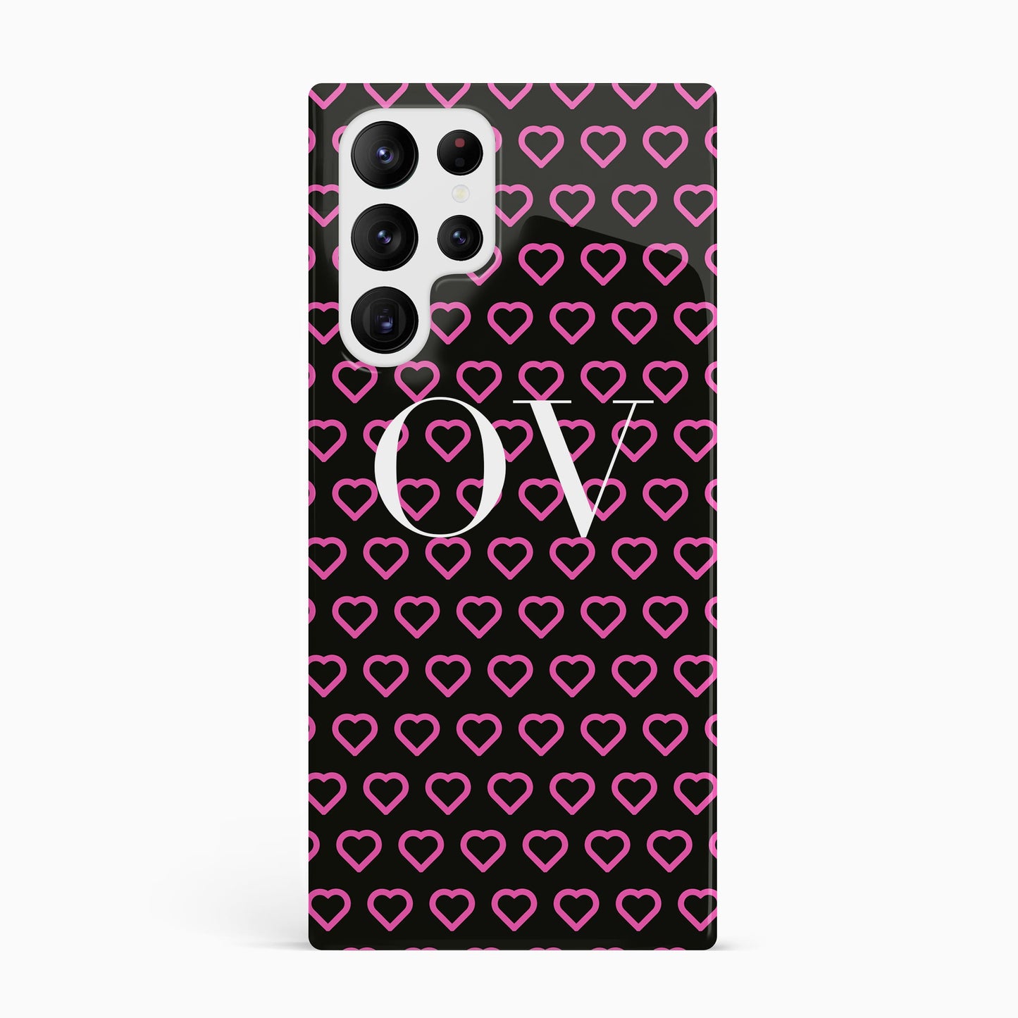 Black and Pink Hearts Personalised Case Samsung Galaxy S23 Ultra Phone Case