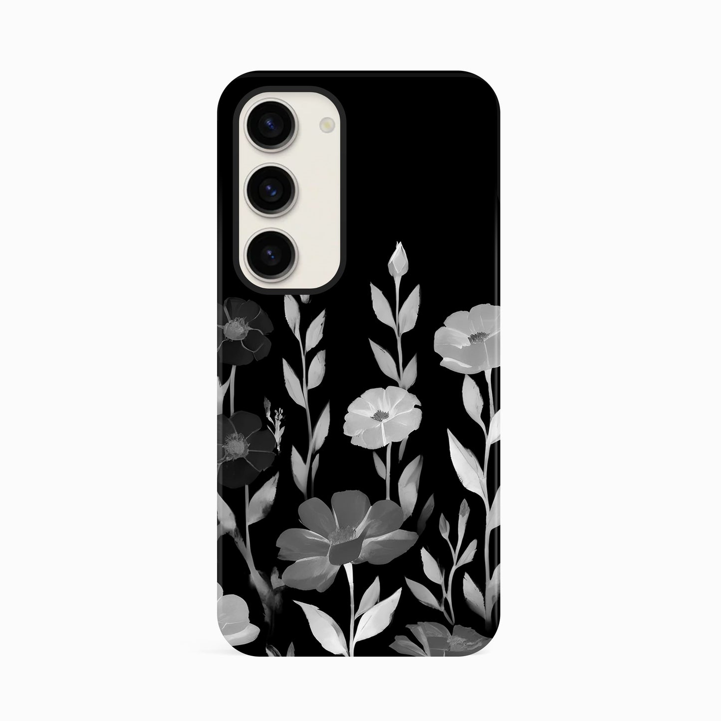 Black And White Abstract Floral Print Case Samsung Galaxy S24 Plus Phone Case