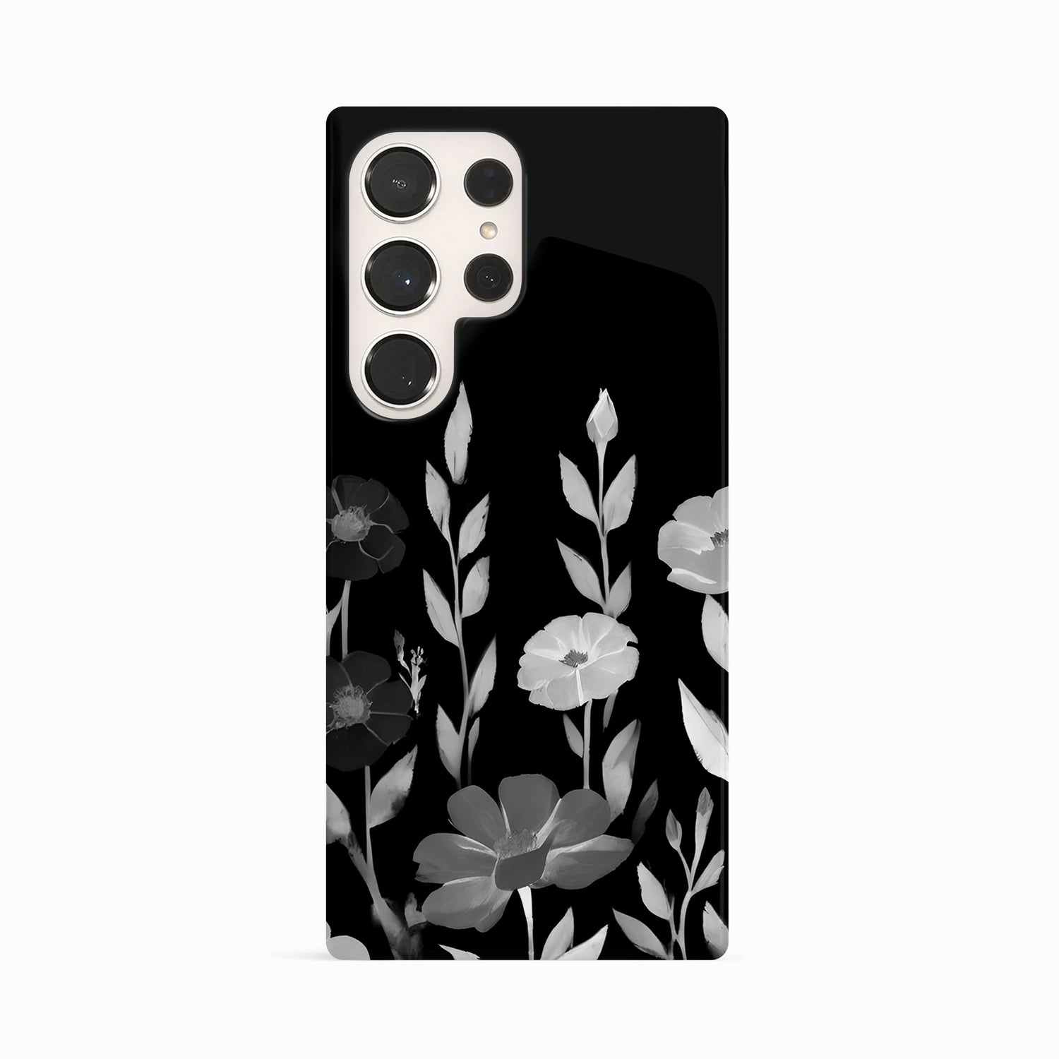 Black And White Abstract Floral Print Case Samsung Galaxy S23 Ultra Phone Case