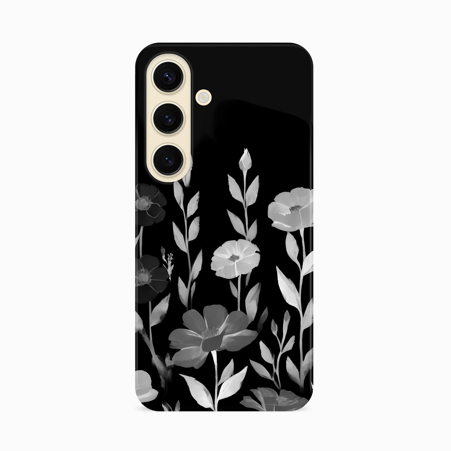 Black And White Abstract Floral Print Case Samsung Galaxy S24 Phone Case