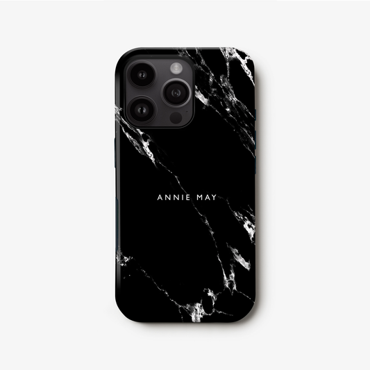 Black Marble Custom Name Phone Case iPhone 16 Phone Case