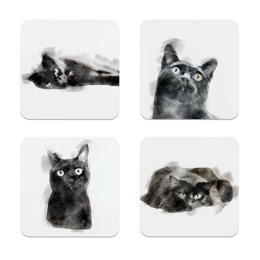 Black Cat Art Coaster Gift Set  Coaster