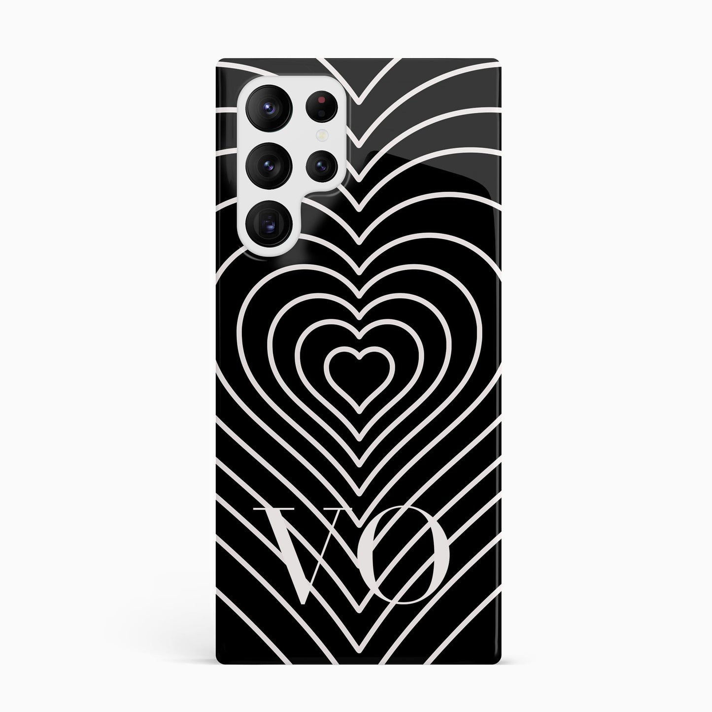 Black and White Heart Swirl Personalised Case Samsung Galaxy S23 Ultra Phone Case