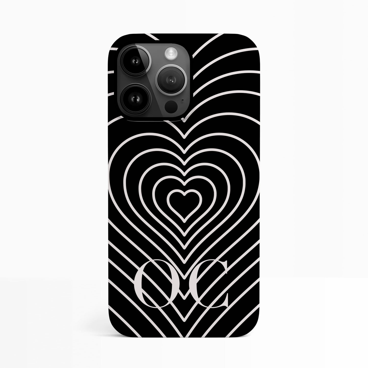 Black and White Heart Swirl Personalised Case iPhone 14 Phone Case