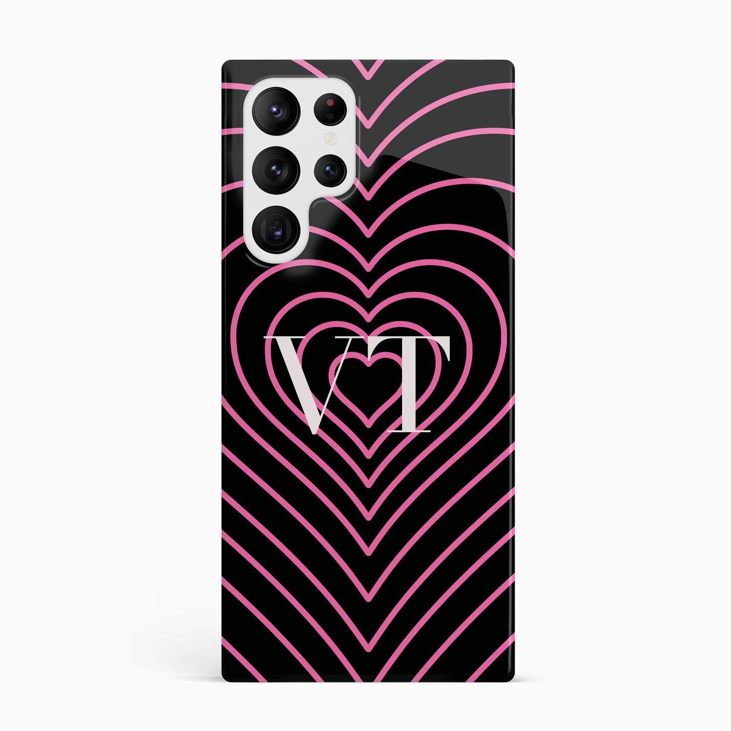 Black and Pink Heart Swirl Personalised Case Samsung Galaxy S23 Ultra Phone Case