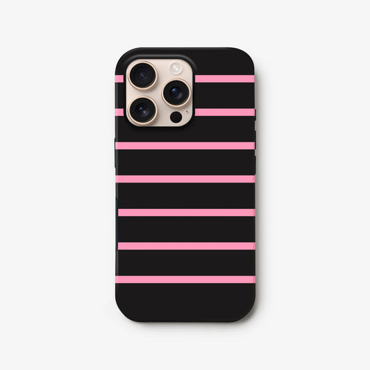 Black & Pink Striped Case iPhone 16 Phone Case