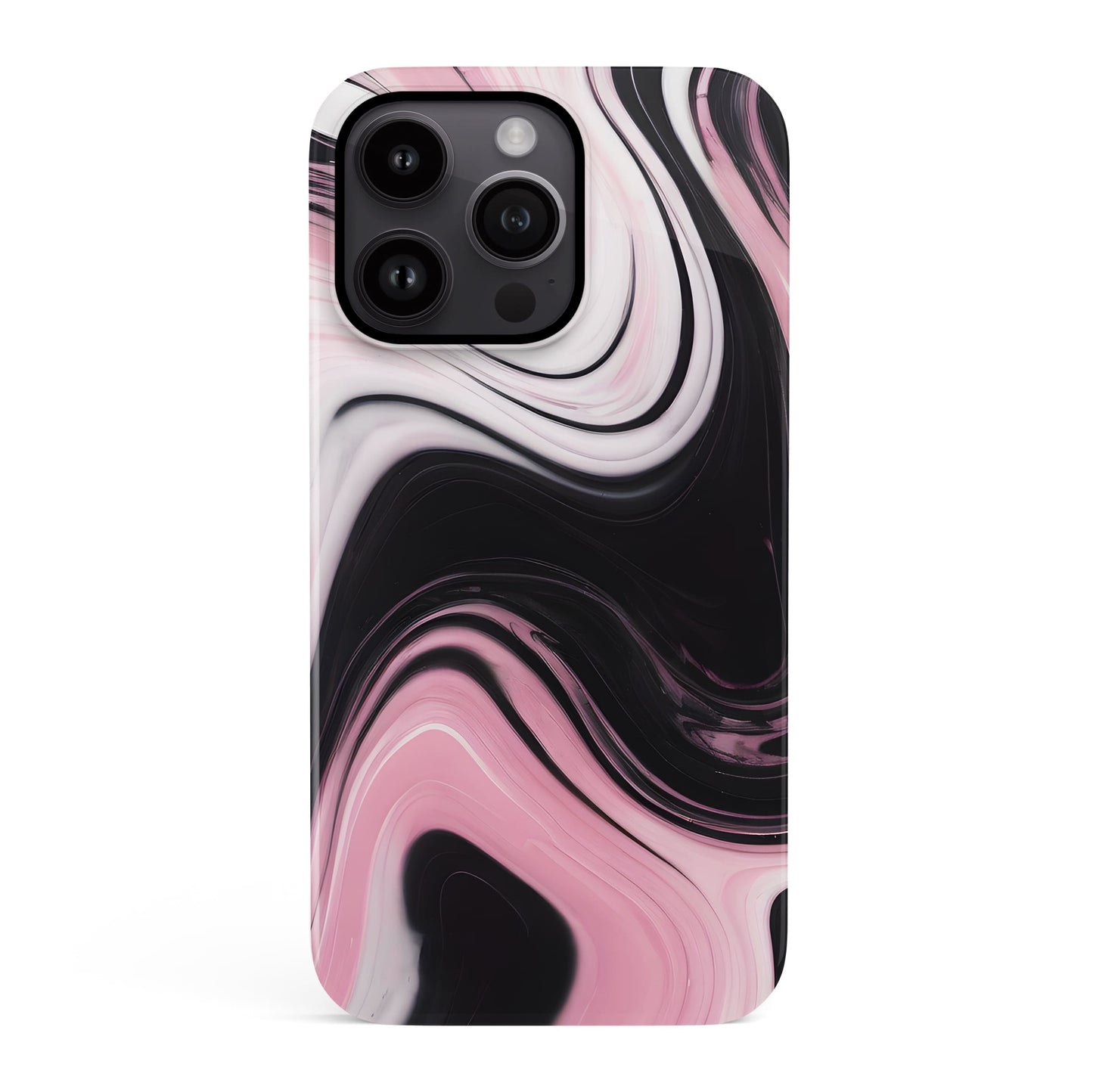 Black and Pink Swirl Print Case iPhone 15 Phone Case
