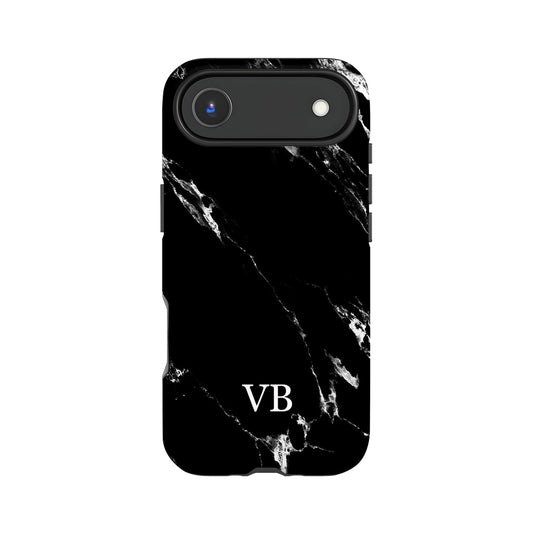 Black Marble Initials Phone Case iPhone 17 Air Phone Case
