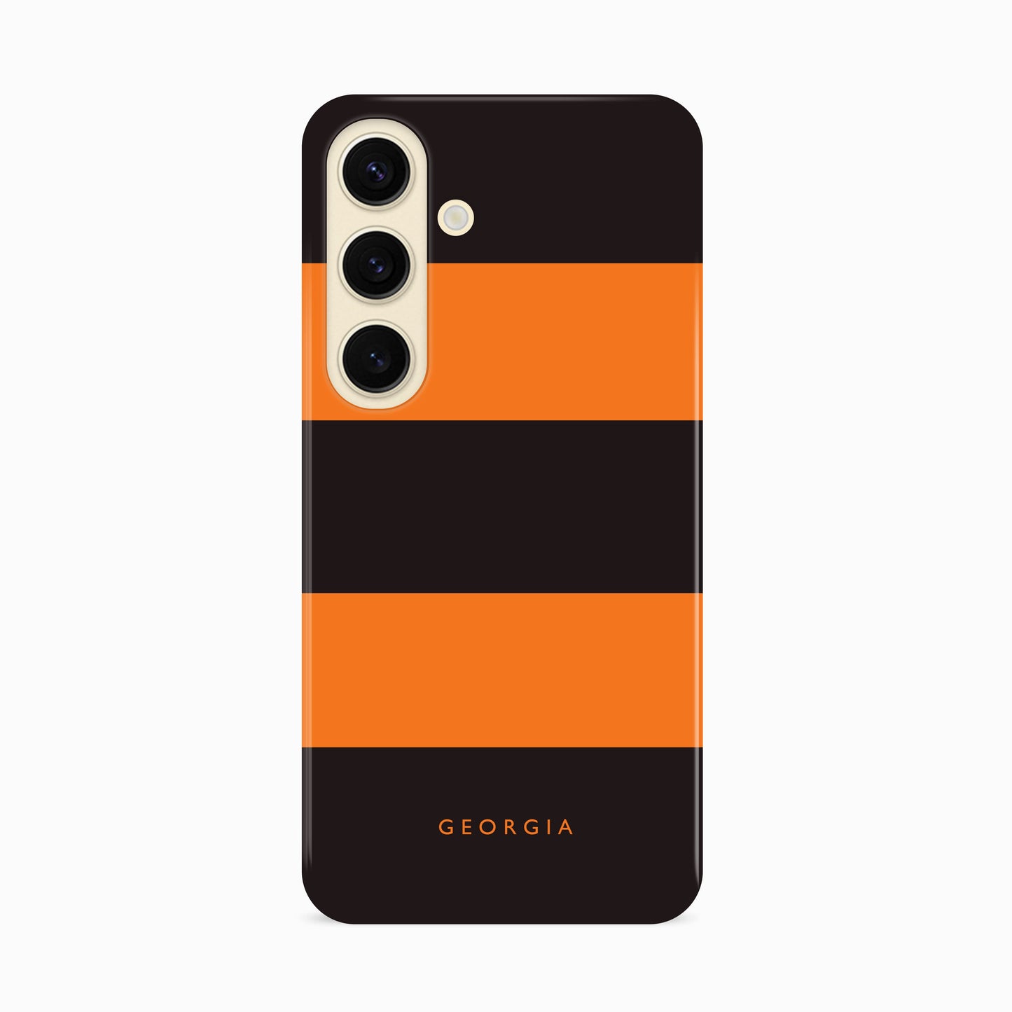 Custom Black And Orange Stripes Case Samsung Galaxy S24 Phone Case