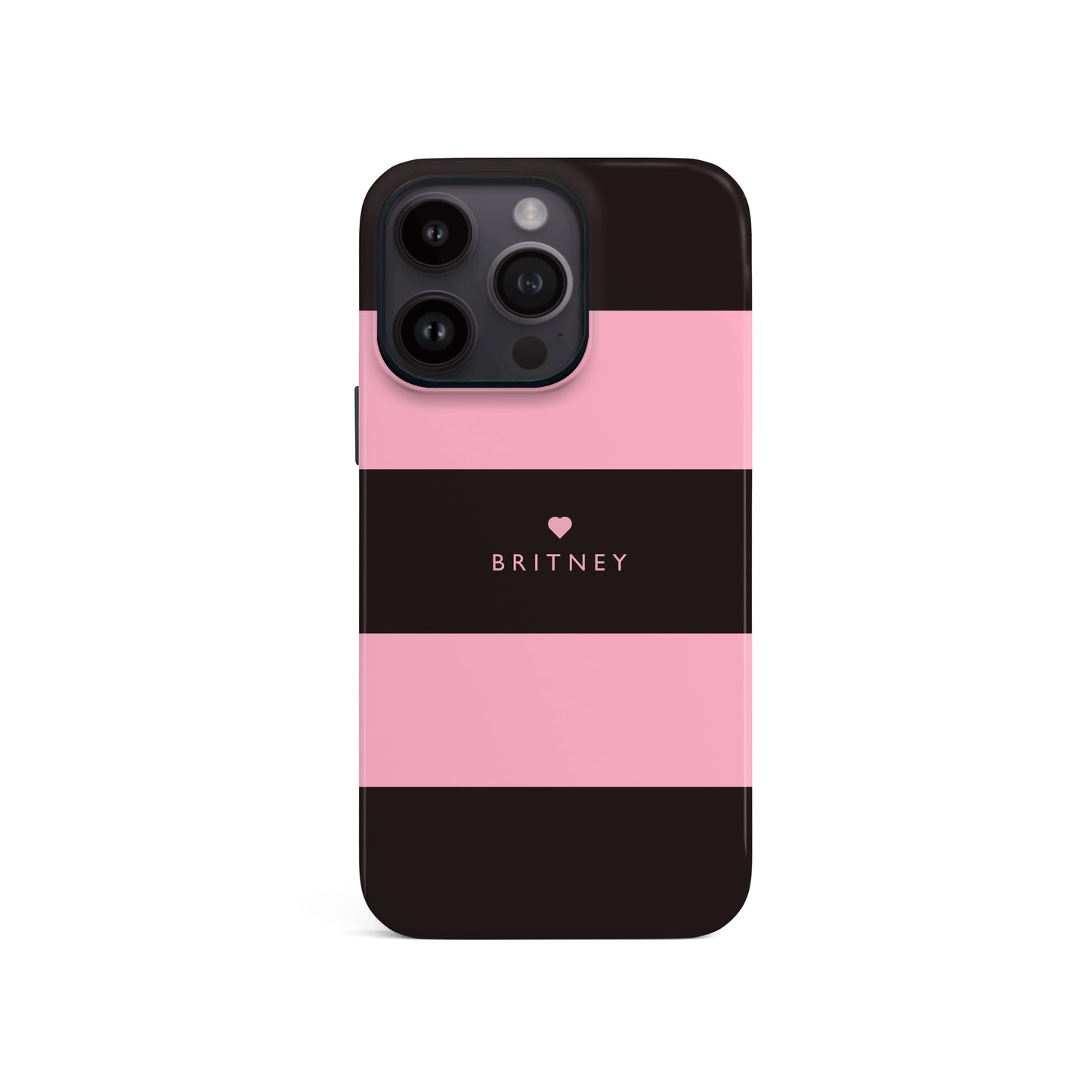 Custom Pink And Black Stripes Case iPhone 15 Phone Case