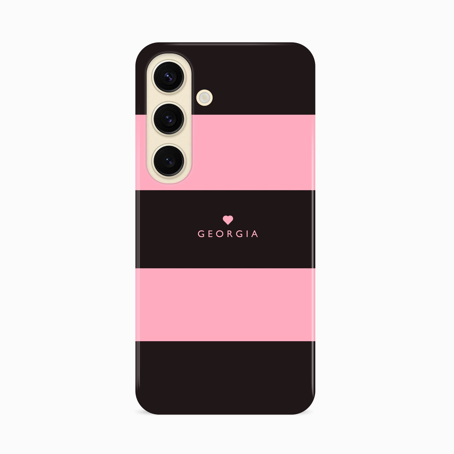 Custom Pink And Black Stripes Case Samsung Galaxy S24 Phone Case