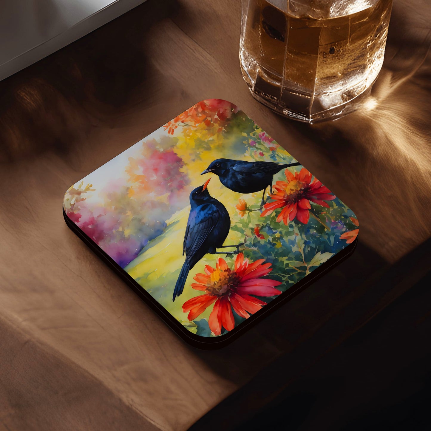 Personalised Blackbird Art Mug and Coaster Gift Set  Mug