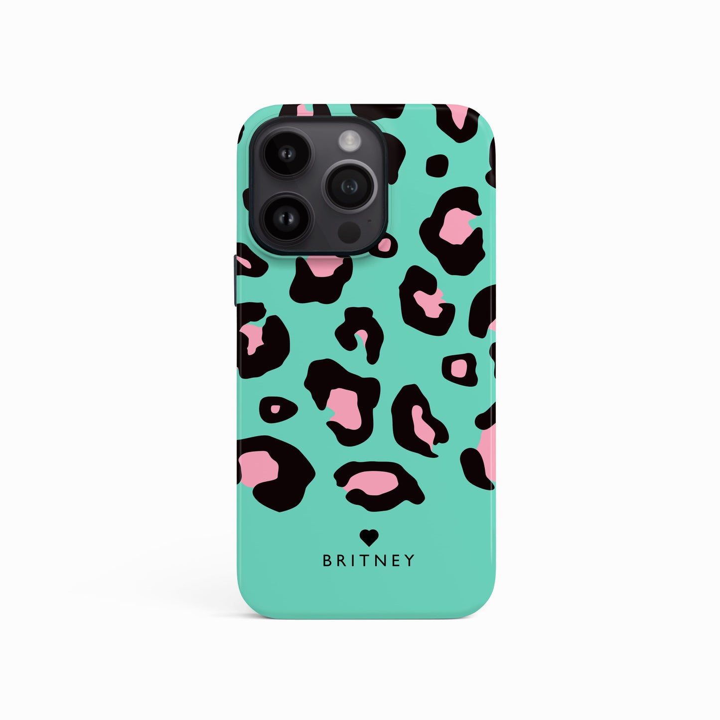 Personalised Blue and Baby Pink Leopard Print Case iPhone 15 Phone Case