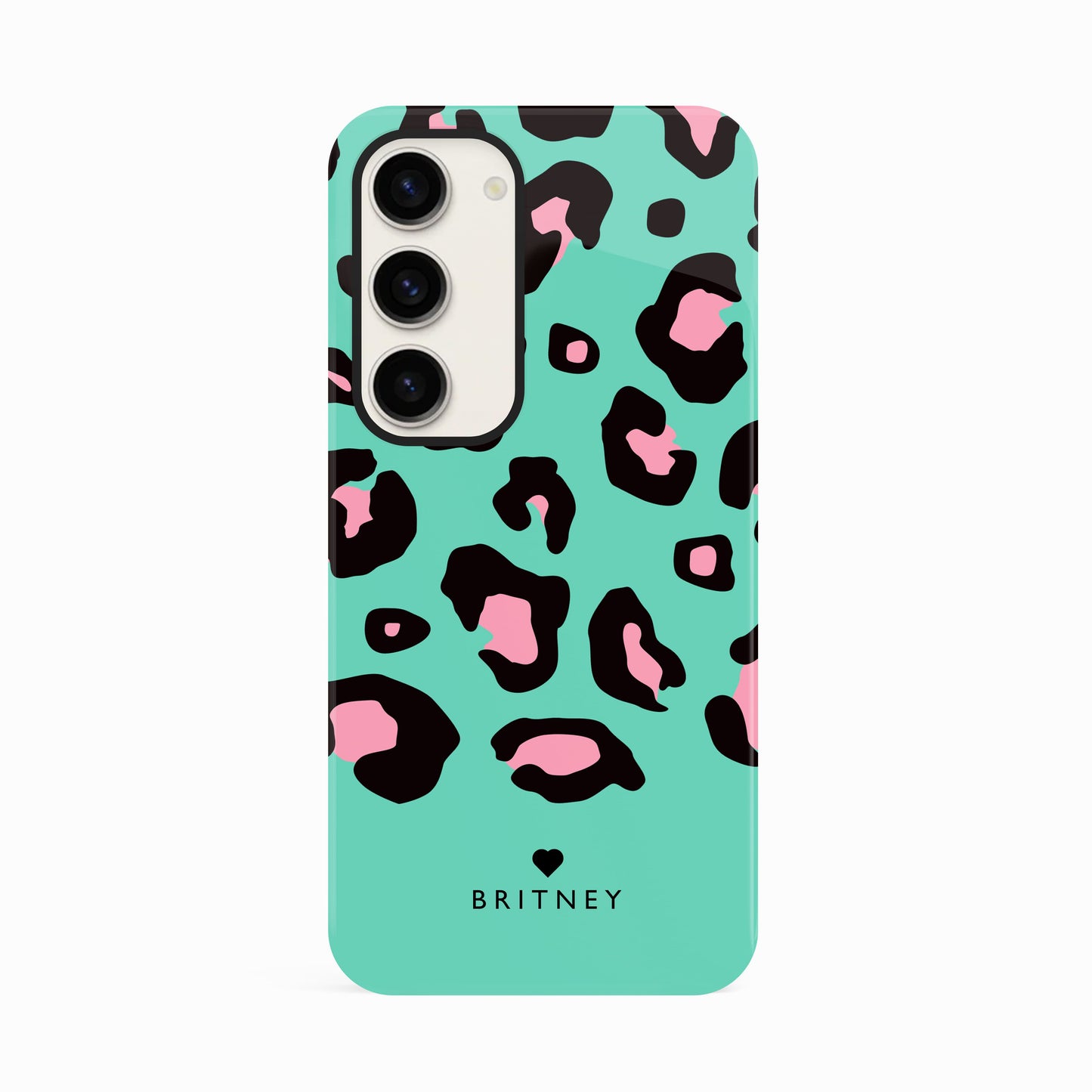 Personalised Blue and Baby Pink Leopard Print Case Samsung Galaxy S23 Phone Case