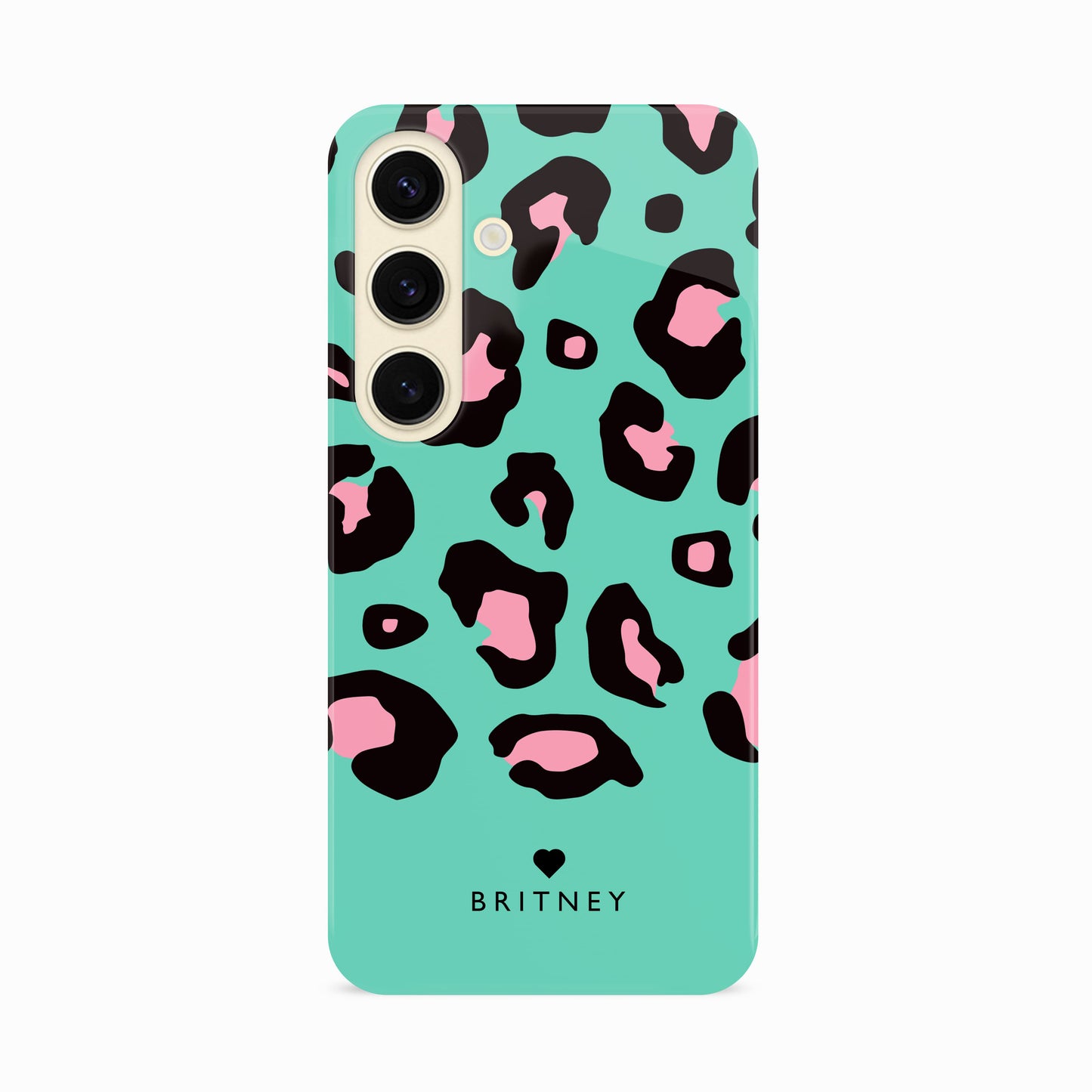 Personalised Blue and Baby Pink Leopard Print Case Samsung Galaxy S24 Phone Case