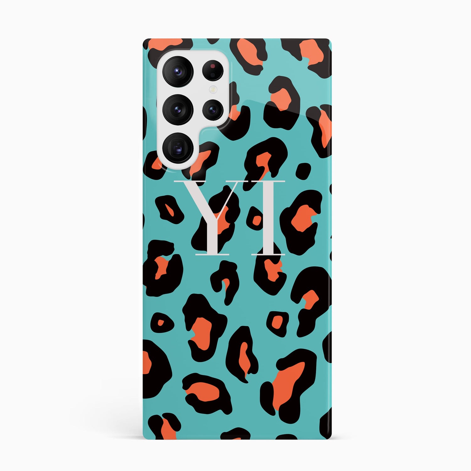 Orange and Blue Leopard Print Personalised Case Samsung Galaxy S23 Ultra Phone Case