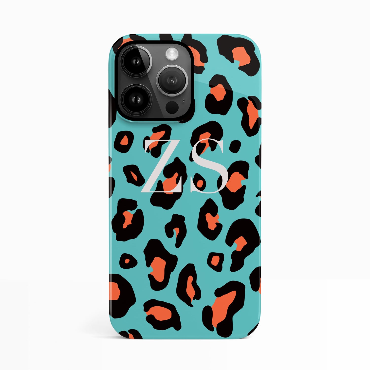 Orange and Blue Leopard Print Personalised Case iPhone 14 Phone Case