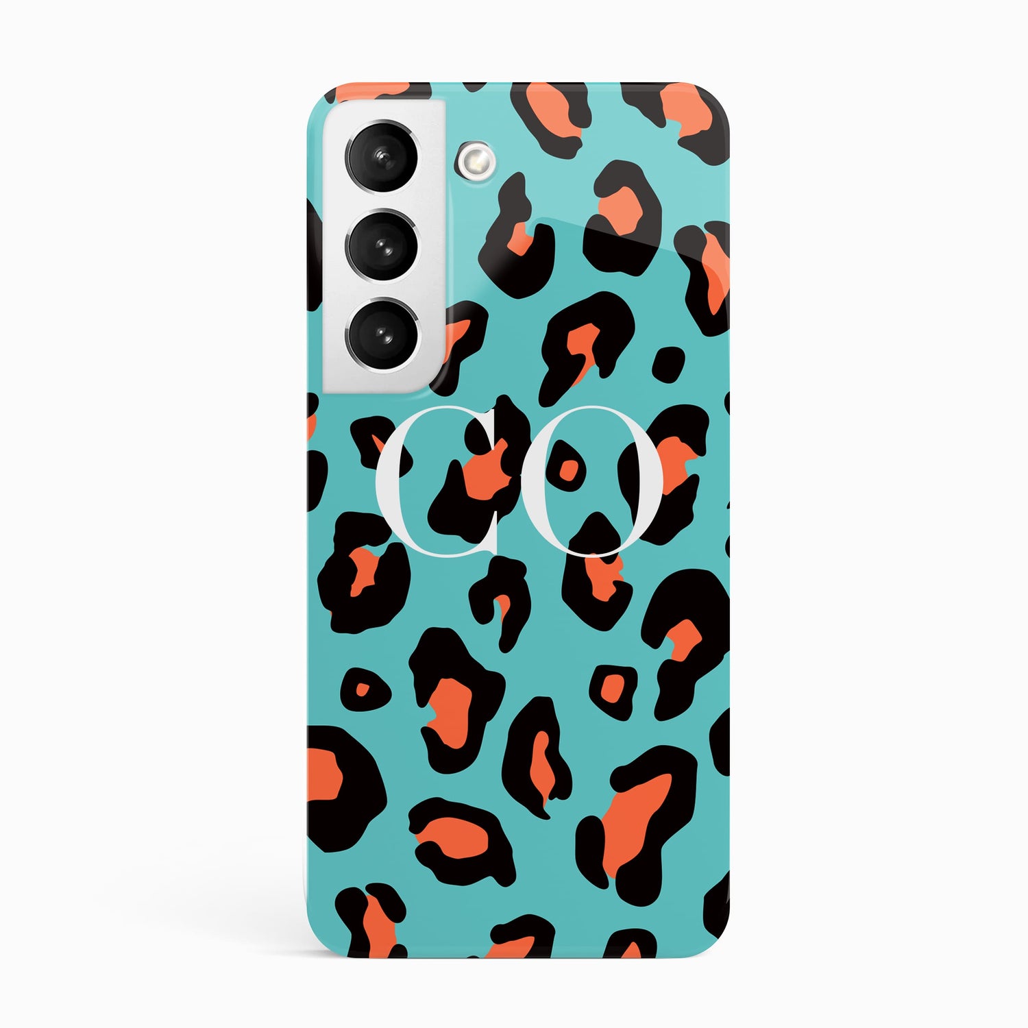 Orange and Blue Leopard Print Personalised Case Samsung Galaxy S23 Phone Case