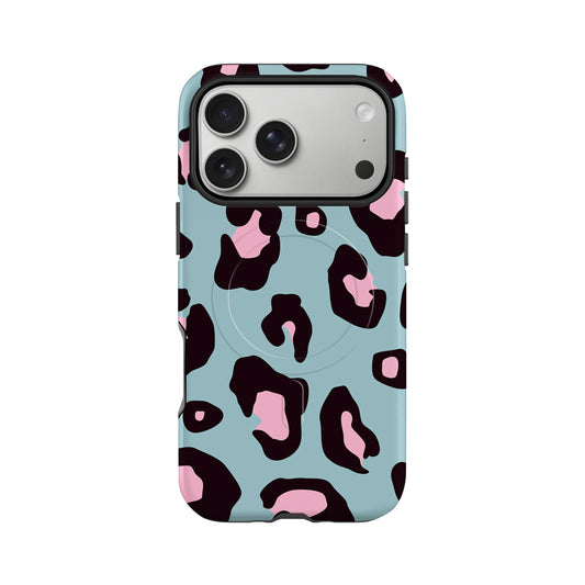 Blue and Pink Leopard Print Magsafe Case