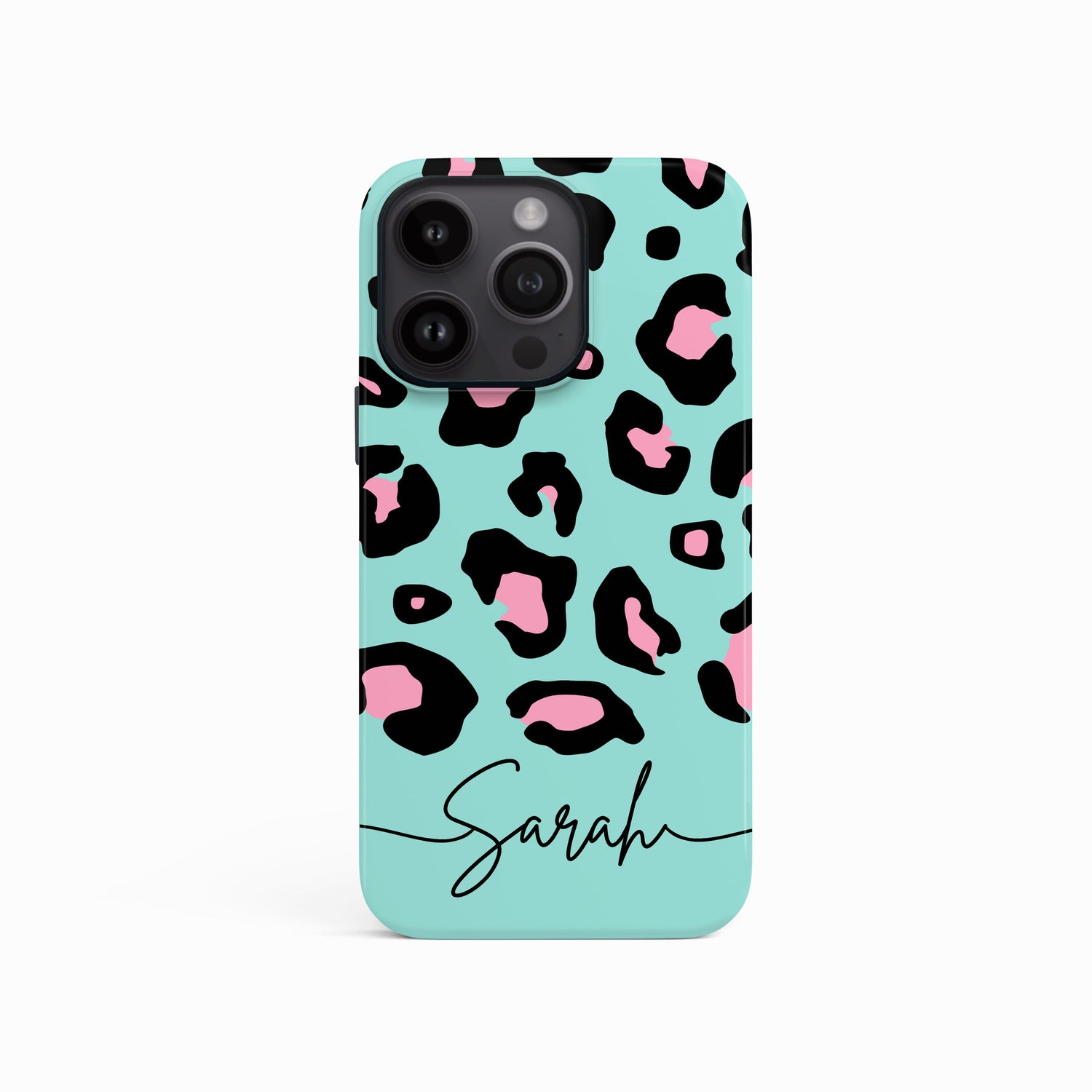 Blue Pink Ice Personalised Leopard Print Case iPhone 15 Phone Case