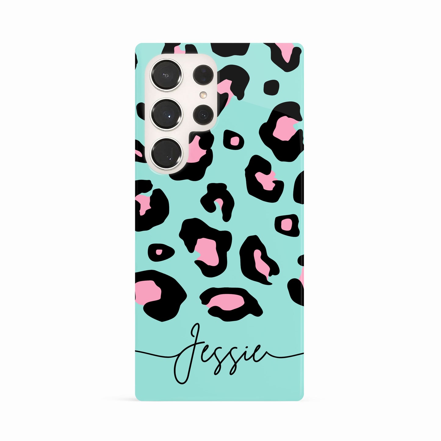 Blue Pink Ice Personalised Leopard Print Case Samsung Galaxy S23 Ultra Phone Case