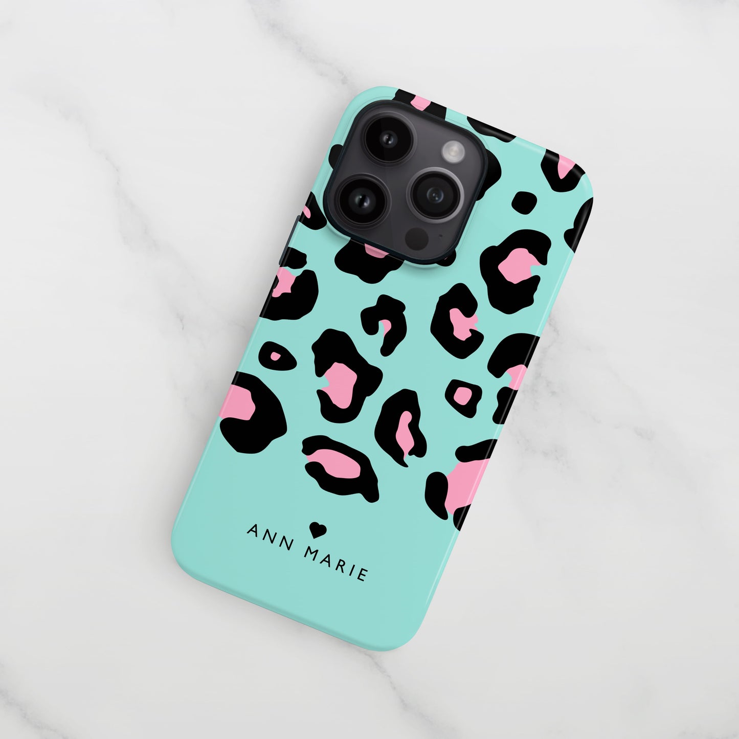 Blue Ice Personalised Leopard Print Case iPhone 15 Phone Case