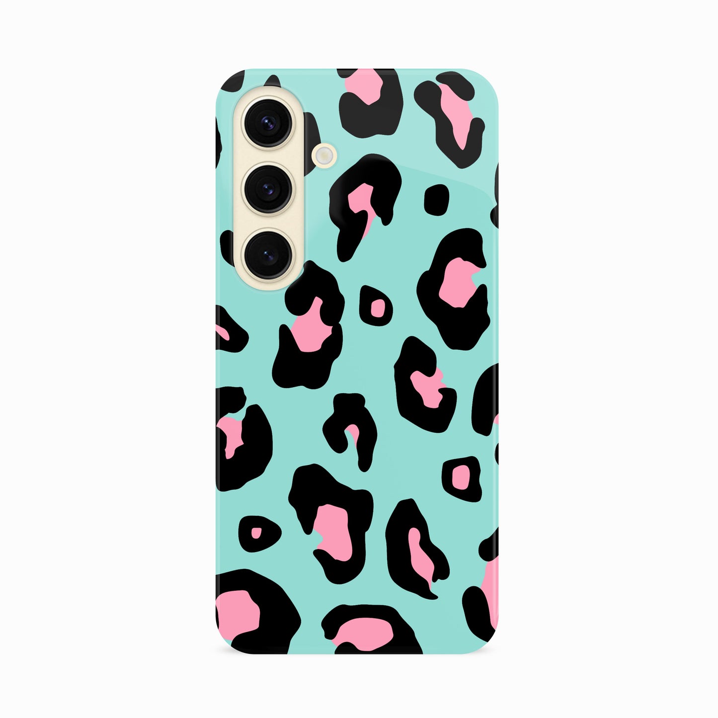 Blue and Pink Ice Leopard Print Case Samsung Galaxy S24 Phone Case