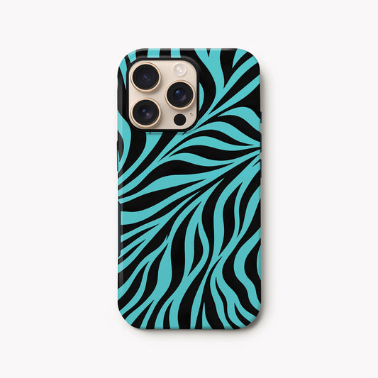 Blue Zebra Print Case iPhone 16 Pro Phone Case