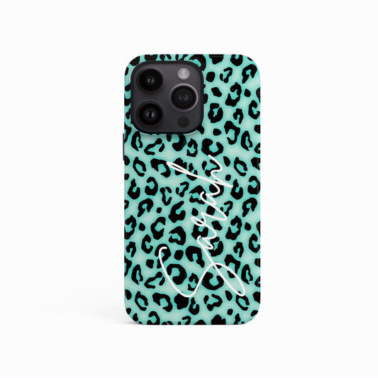 Personalised Blue Blush Leopard Print Phone Case iPhone 15 Phone Case