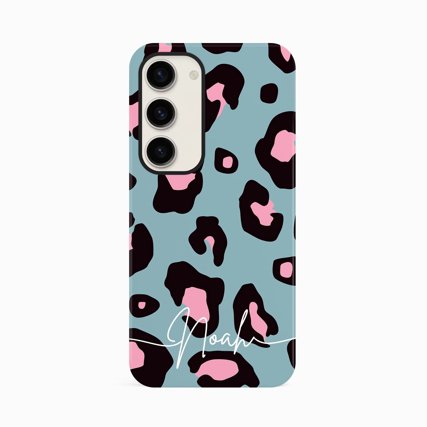 Light Blue and Pink Leopard Print Custom Phone Case Samsung Galaxy S23 Phone Case