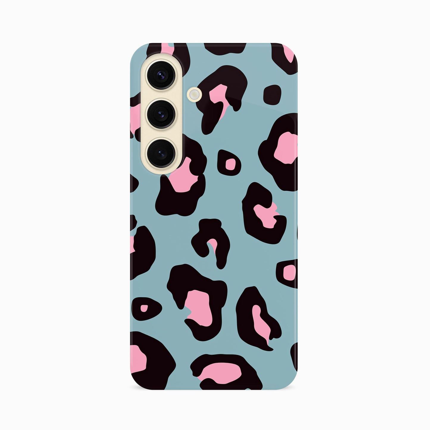 Light Blue and Pink Leopard Print Custom Phone Case Samsung Galaxy S24 Phone Case