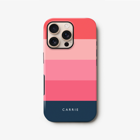 Pink and Navy Stripe Phone Case iPhone 16 Phone Case