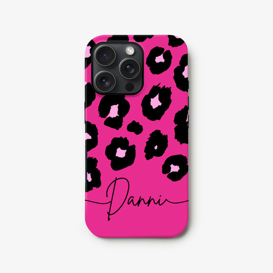 Bold Pink Custom Leopard Spot Print Case iPhone 16 Phone Case
