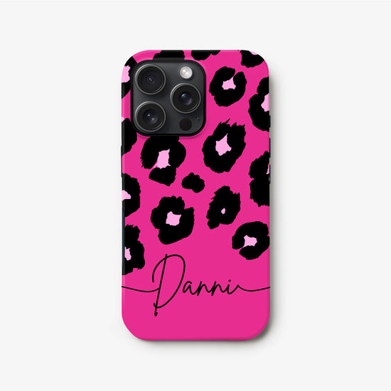 Bold Pink Custom Leopard Spot Print Case iPhone 16 Phone Case