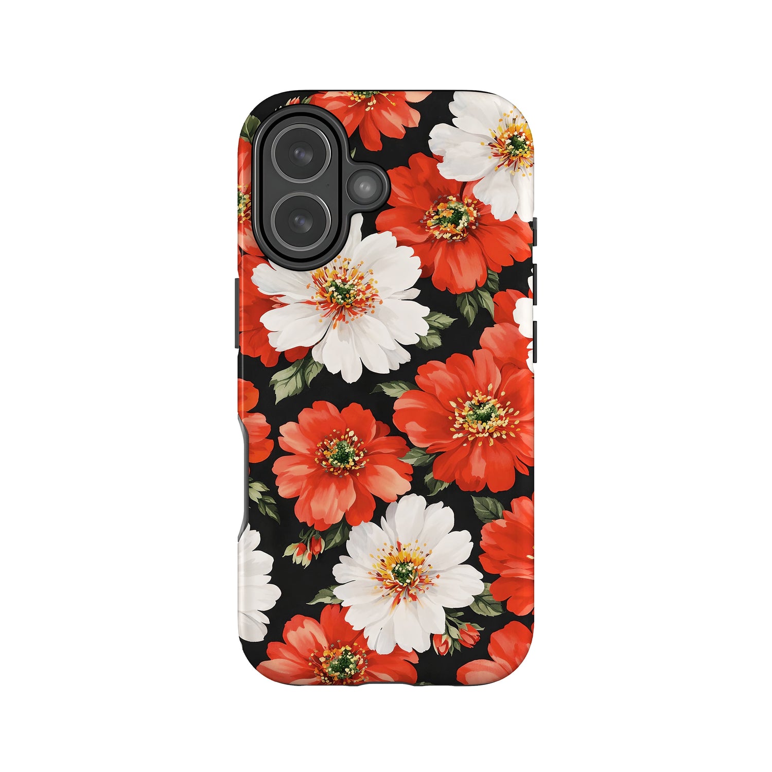 Classic Red White Floral Print Case iPhone 17 Phone Case
