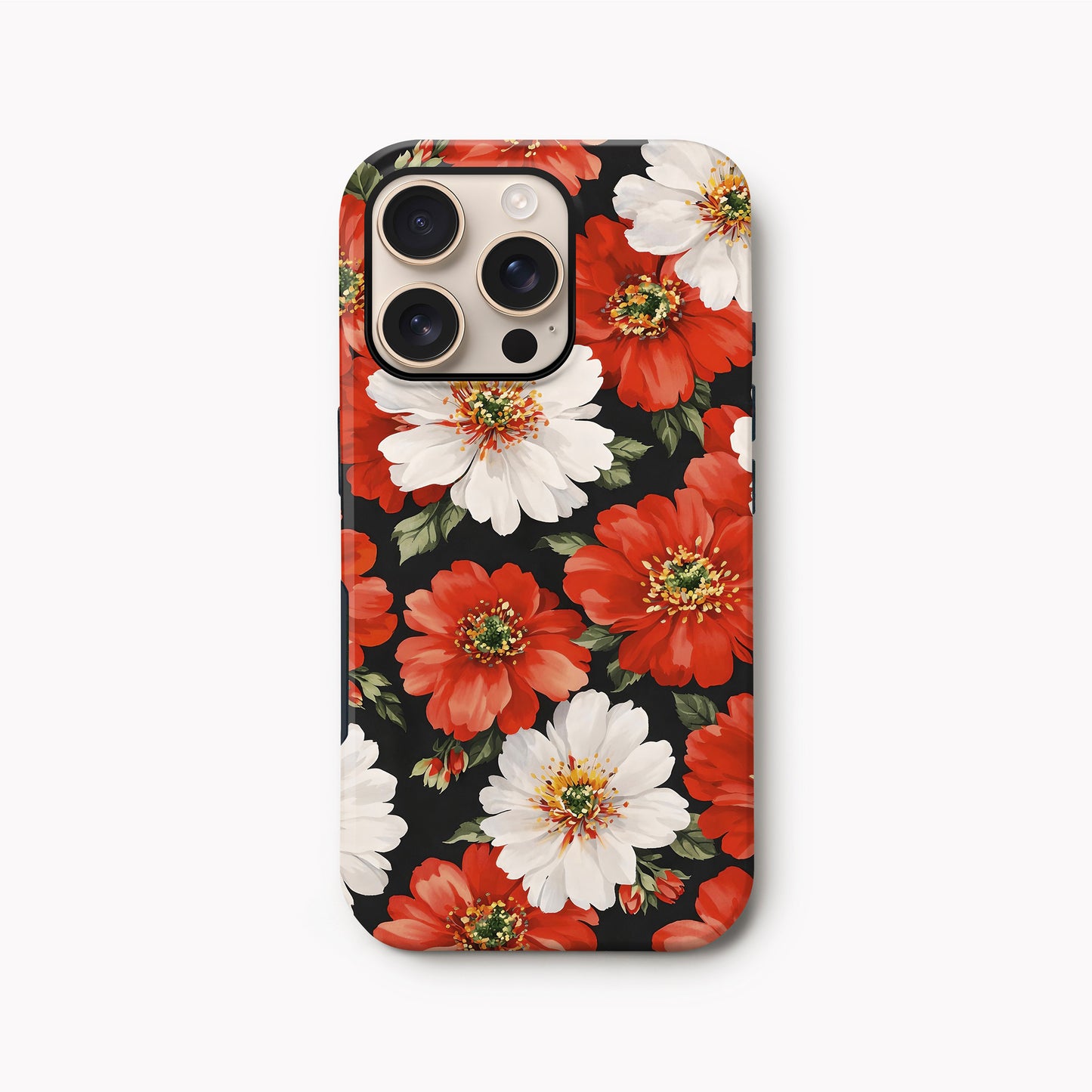 Classic Red White Floral Print Case iPhone 17 Pro Phone Case