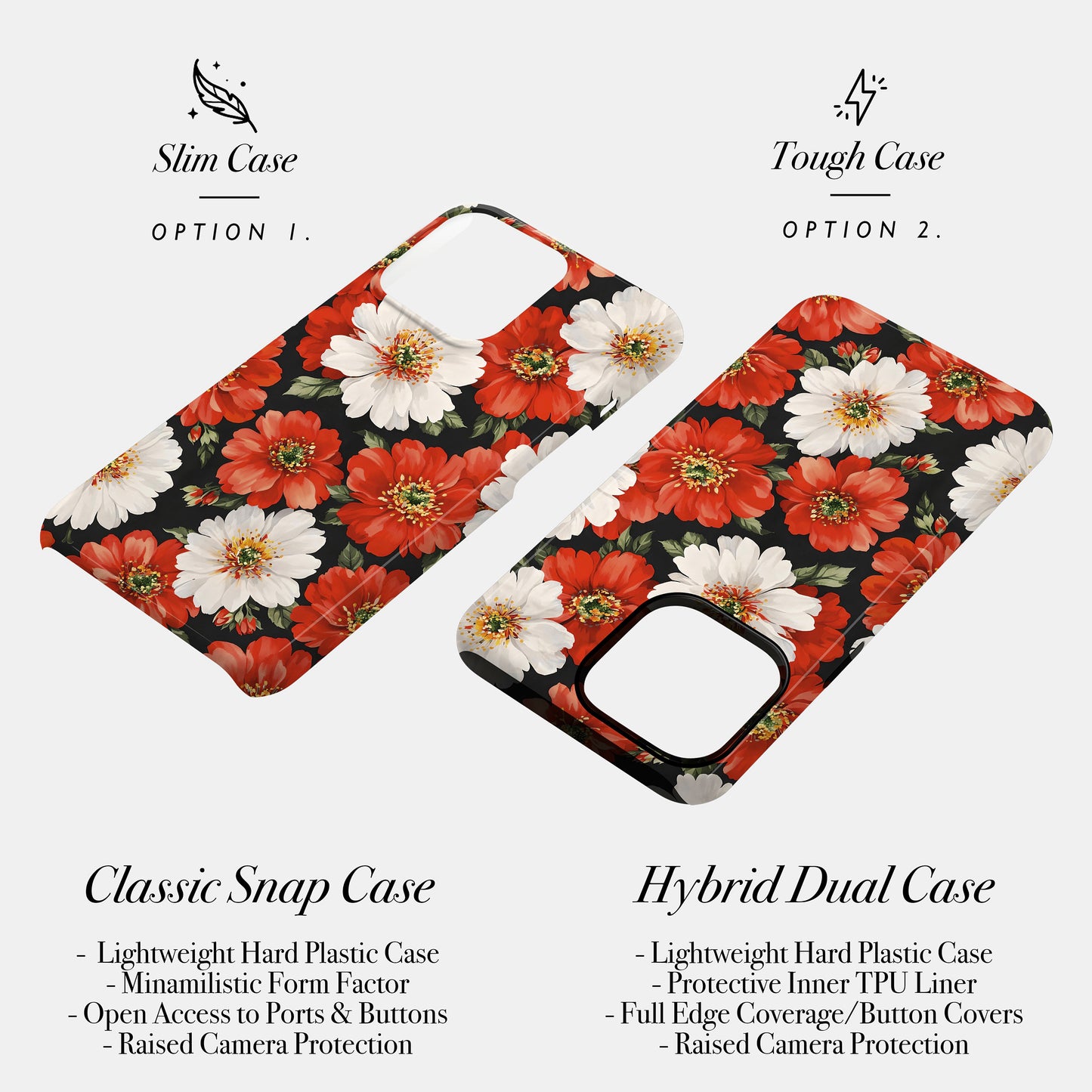 Classic Red White Floral Print Case Phone Case