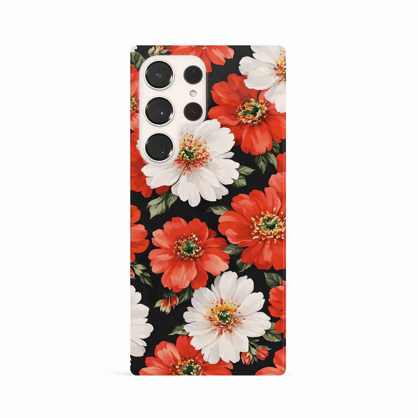 Classic Red White Floral Print Case Phone Case