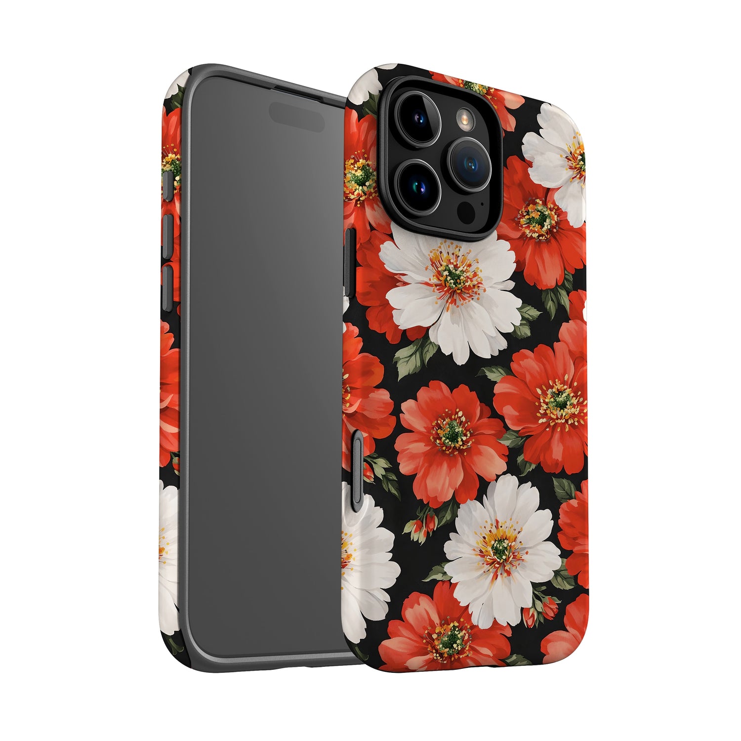 Classic Red White Floral Print Case Phone Case