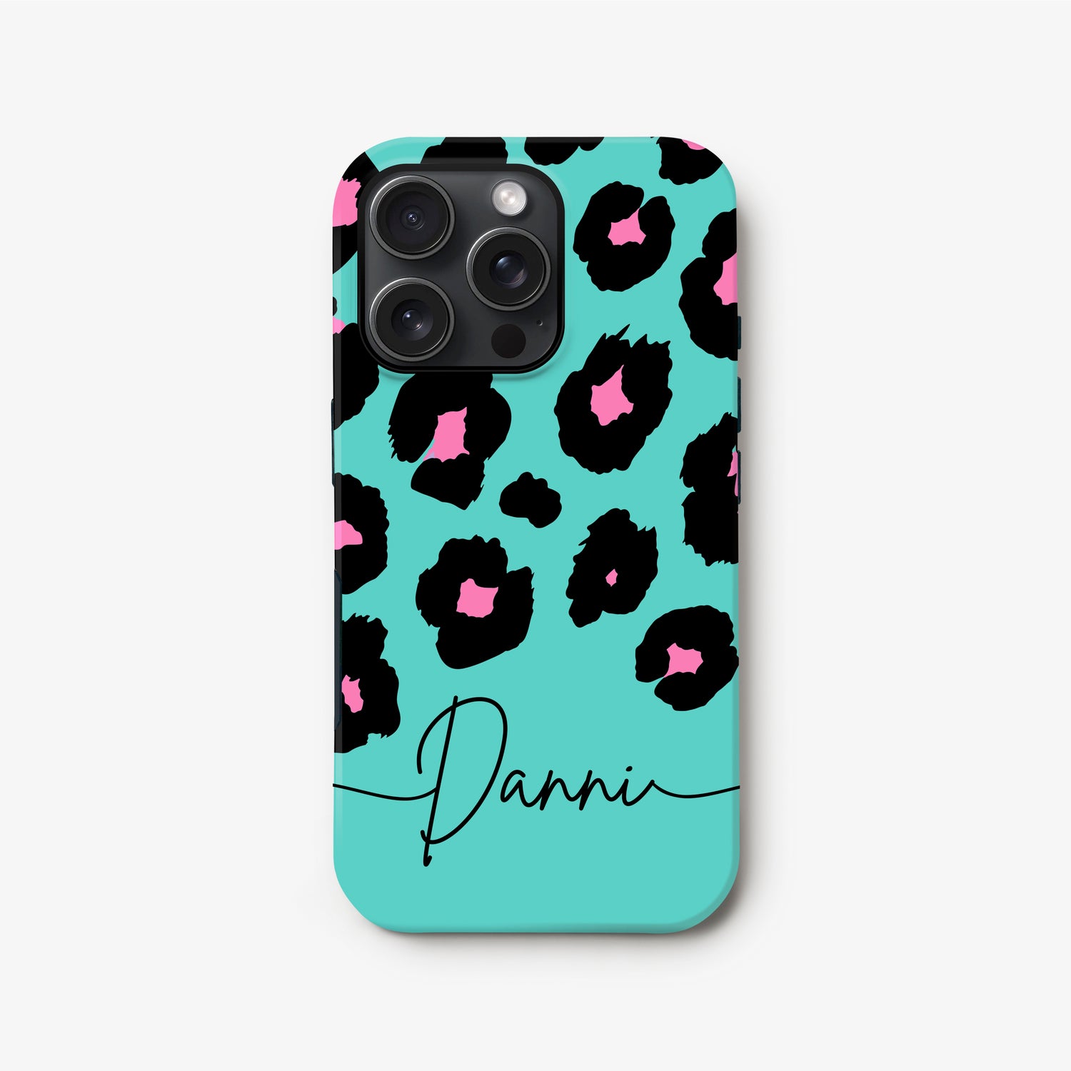 Bold Blue Pink Custom Leopard Print Case iPhone 16 Phone Case