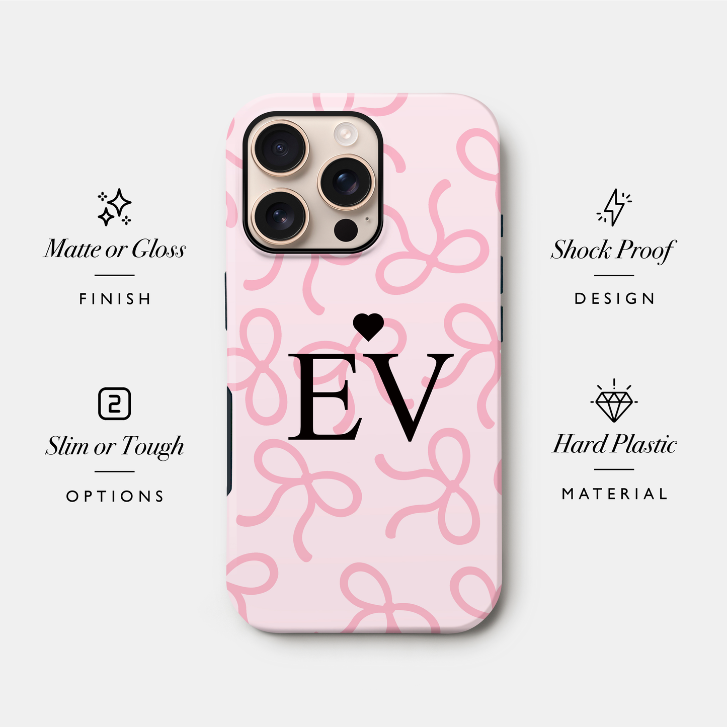 Personalised Baby Pink Bow Pattern Case Phone Case