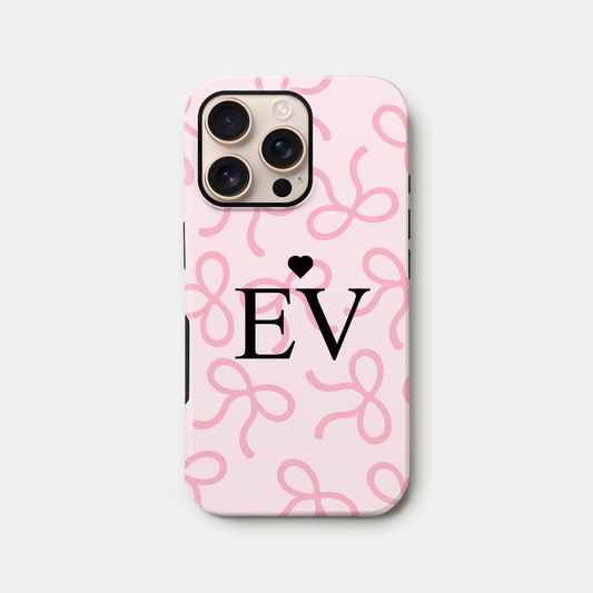 Personalised Baby Pink Bow Pattern Case iPhone 16 Phone Case