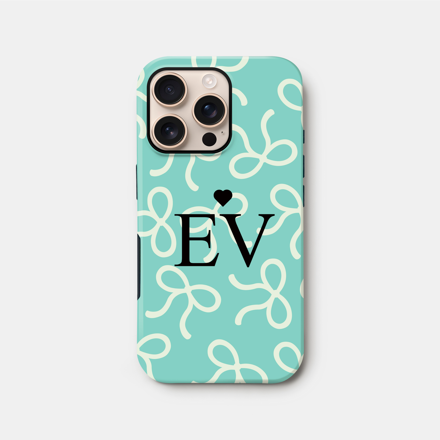 Personalised Blue Bow Pattern Phone Case iPhone 16 Phone Case